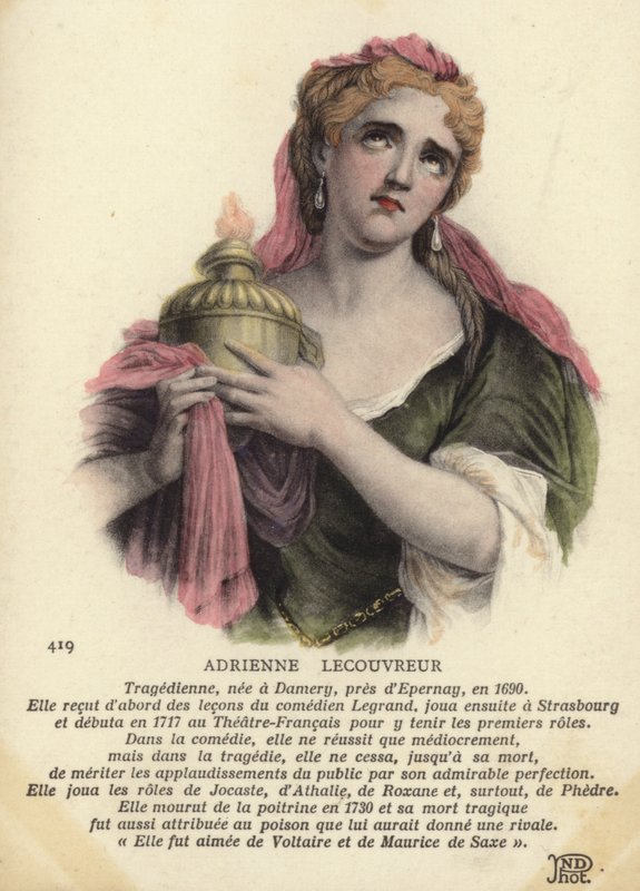 Adrienne Lecouvreur (färggravyr) av French School