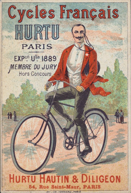 Annons för Hurtu Hautin & Diligeon cyklar, Paris (färg litho) av French School