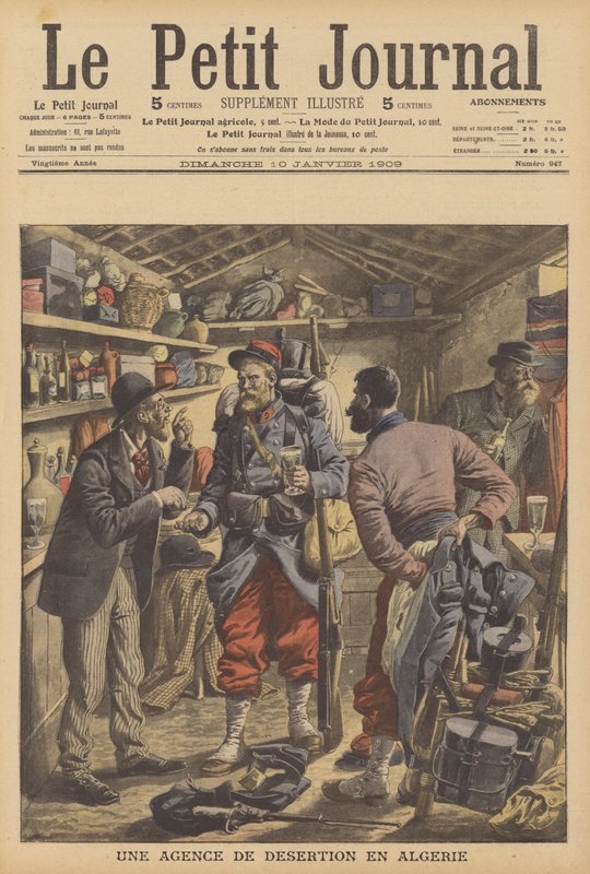 Byrå för desertörer från den franska främlingslegionen i Algeriet (färg litho) av French School