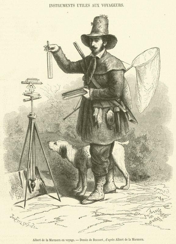 Albert de la Marmora på resa (gravyr) av French School