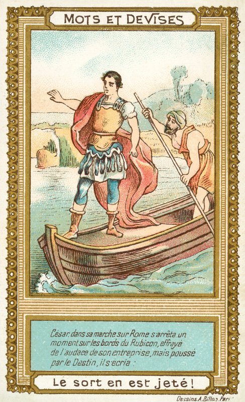 Tärningen är gjuten (Tärningen är gjuten) (chromolitho) av French School