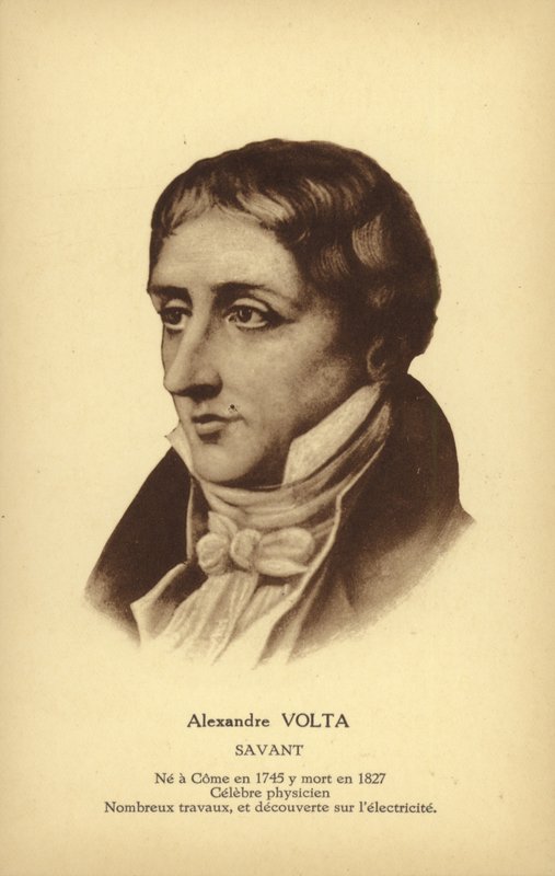 Alessandro Volta (1745-1827), italiensk fysiker (litografi) av French School