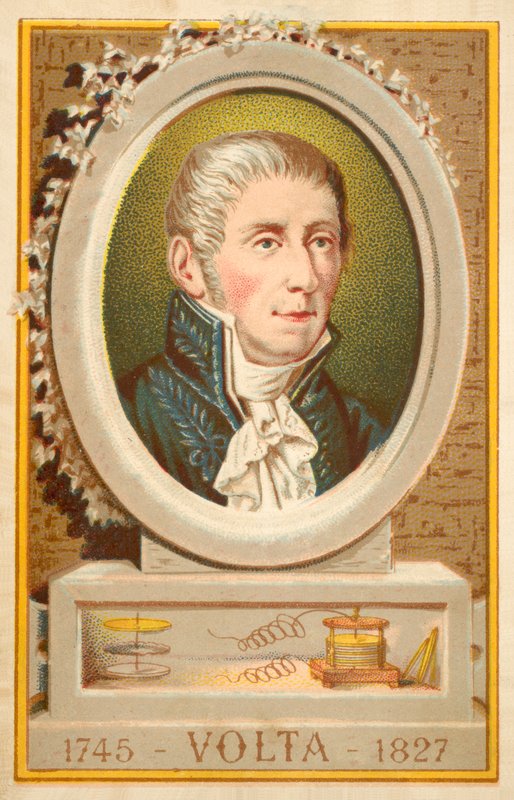 Alessandro Volta, italiensk fysiker (chromolitho) av French School