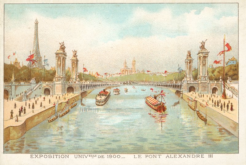 Alexander III Bridge, Exposition Universelle 1900, Paris (chromolitho) av French School