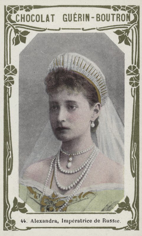 Alexandra, kejsarinna av Ryssland (färgat foto) av French School