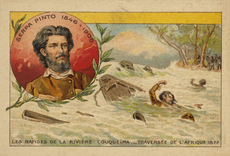 Alexandre de Serpa Pinto (1846-1900) kämpade sig genom Cuandoflodens forsar när han korsade Afrika 1877 av French School