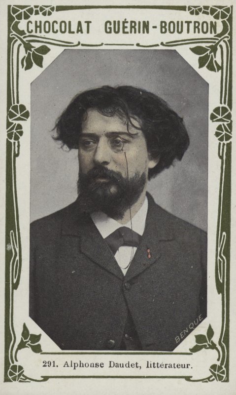 Alphonse Daudet, litterateur (färgad bild) av French School