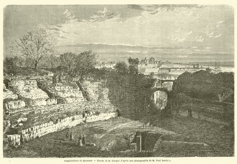 Amphitheater de Syracuse (gravyr) av French School