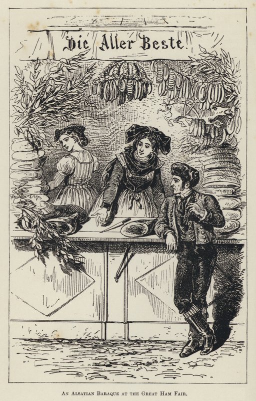 En baraque från Alsace på den stora skinkmässan (gravyr) av French School