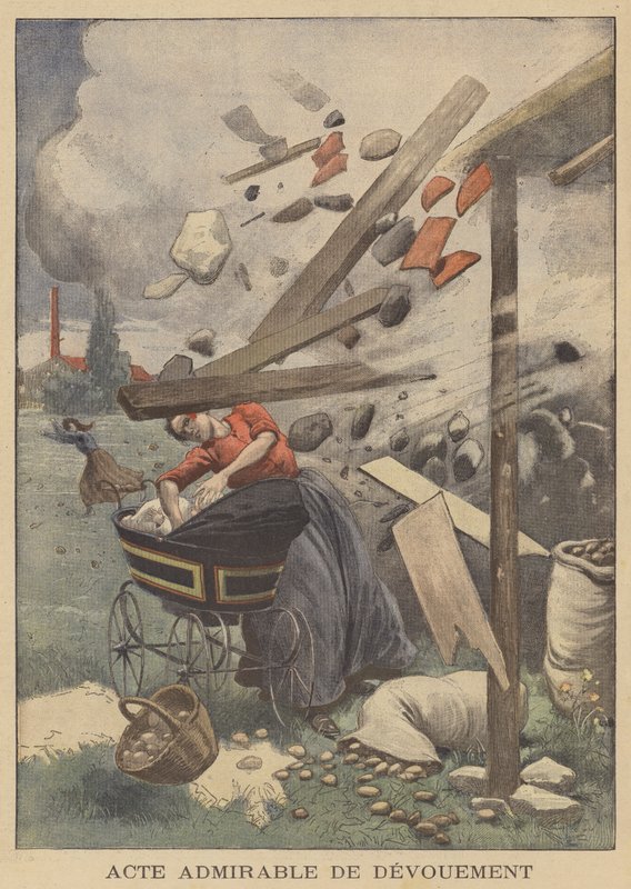 En beundransvärd handling av hängivenhet (färg litho) av French School