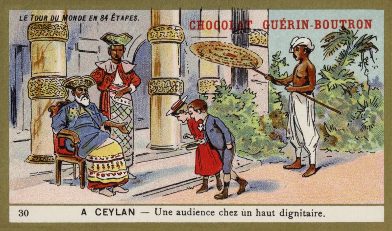 En publik med en hög dignitär, Ceylon (chromolitho) av French School