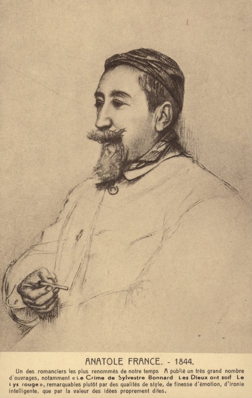 Anatole France (1844-1924), fransk poet, journalist och romanförfattare (litografi) av French School