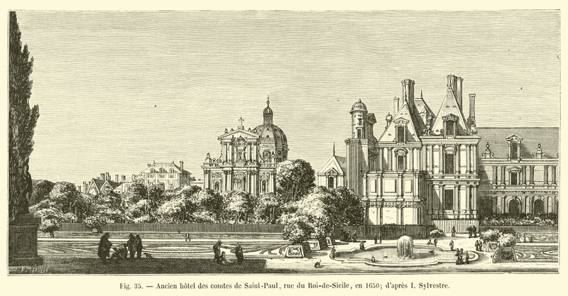 Tidigare hotell för grevarna av Saint-Paul, rue du Roi-de-Sicile, 1650; efter I Sylvester av French School