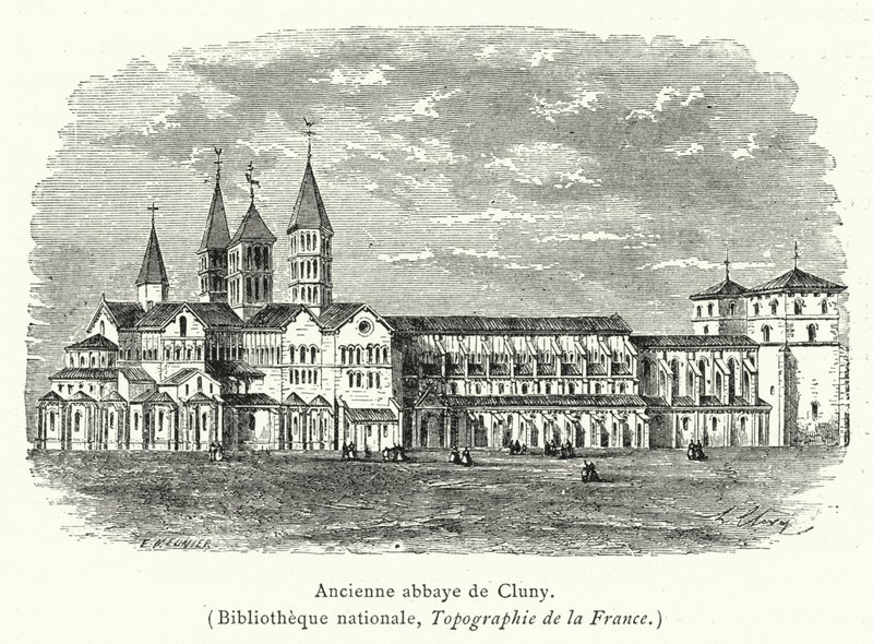 Tidigare klostret i Cluny (gravyr) av French School