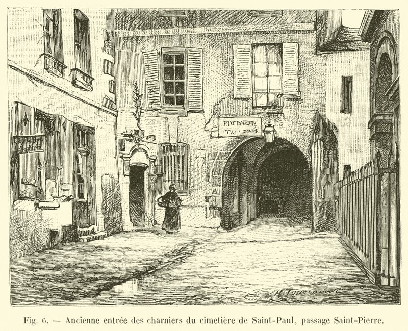 Tidigare ingången till massgravarna på kyrkogården i Saint-Paul, passage Saint-Pierre av French School