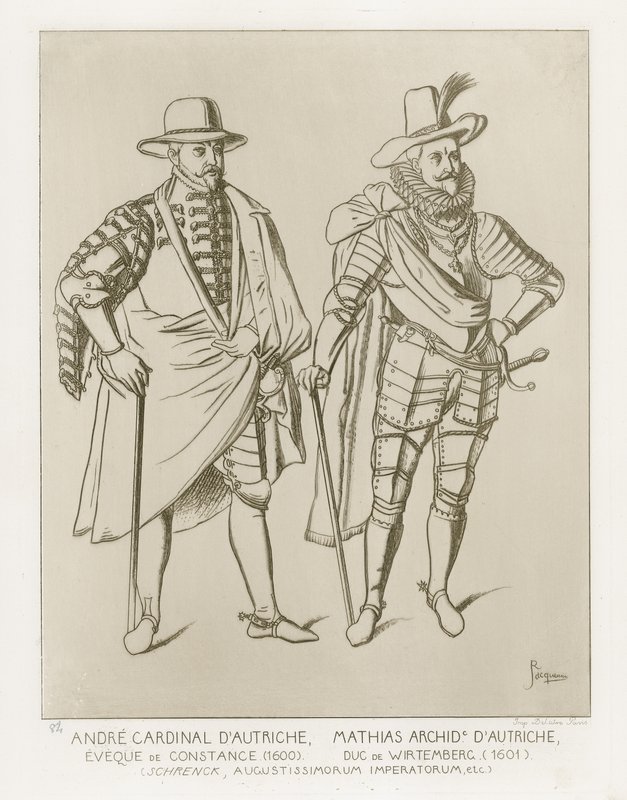 Andre kardinal dAutriche, Eveque de Constance (1600). Mathias Archid dAutriche, Duc de Wirtemberg (1601). Efter konstverk av C Shrenck av French School