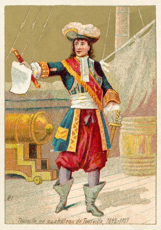 Anne Hilarion de Tourville, fransk sjöbefälhavare (chromolitho) av French School