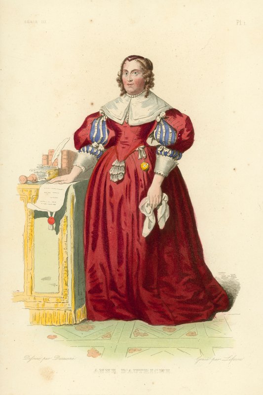 Anne av Österrike (färgad gravyr) av French School