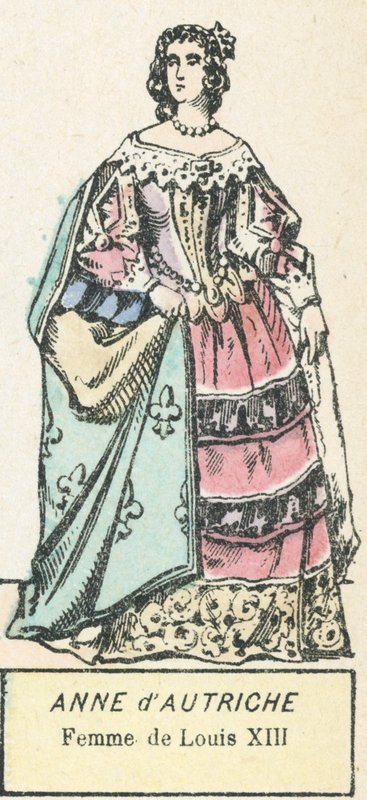Anne av Österrike, Ludvig XIII:s hustru (färgad gravyr) av French School