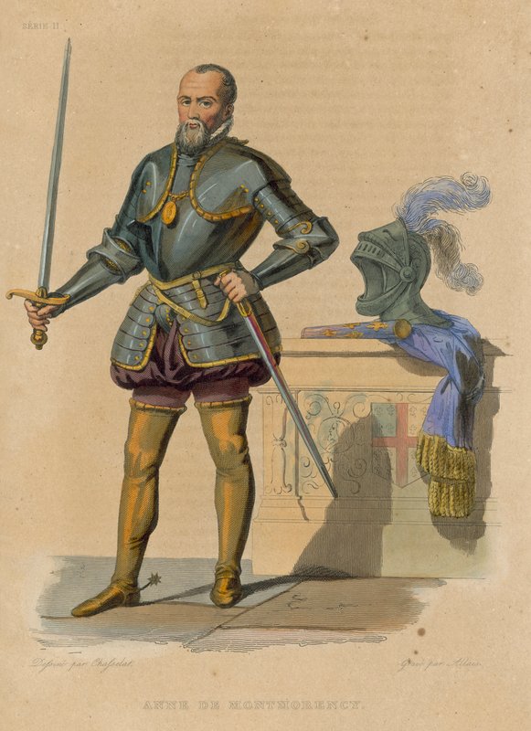 Anne de Montmorency (färgad gravyr) av French School