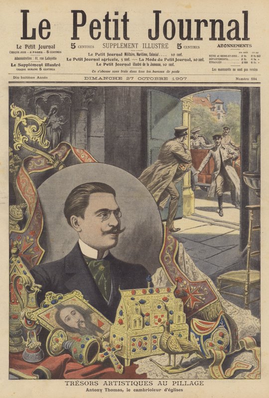 Antony Thomas, fransk inbrottstjuv i kyrkor (färg litho) av French School