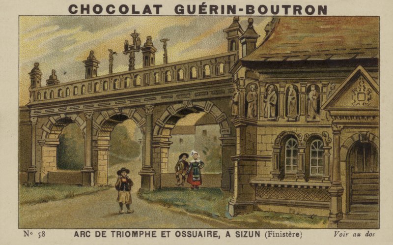 Triumfbågen och Ossuary, i Sizun, Finistere av French School