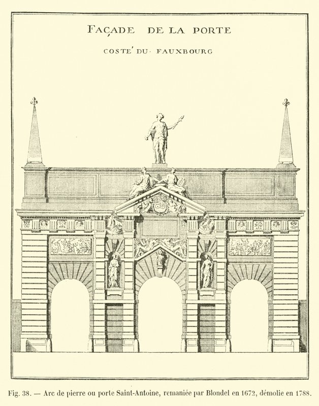 Stenbåge eller Porte Saint-Antoine, ombyggd av Blondel 1672, revs 1788 av French School