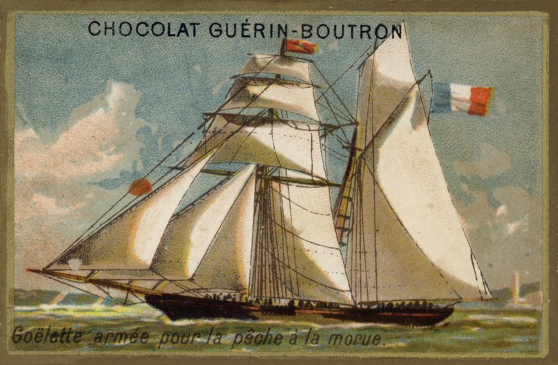 Beväpnad torskfiskeskoner (chromolitho) av French School
