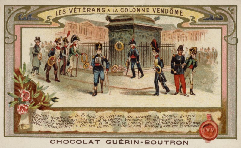 Arméveteraner vid Vendome Column, Paris (chromolitho) av French School