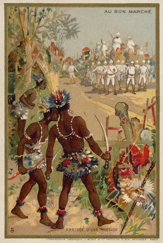 Ankomst av ett uppdrag (chromolitho) av French School