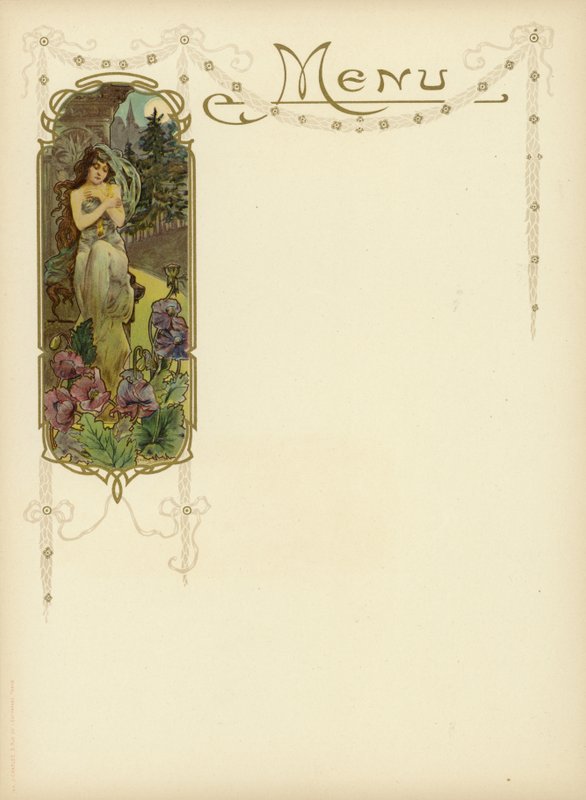 Art Nouveau design för en meny av French School