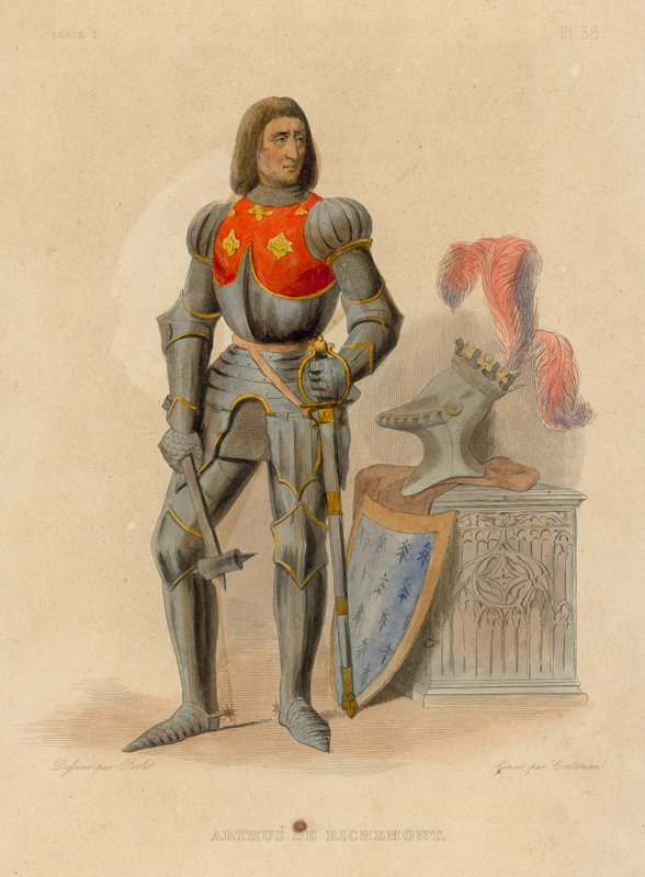 Arthus de Richemont (färgad gravyr) av French School