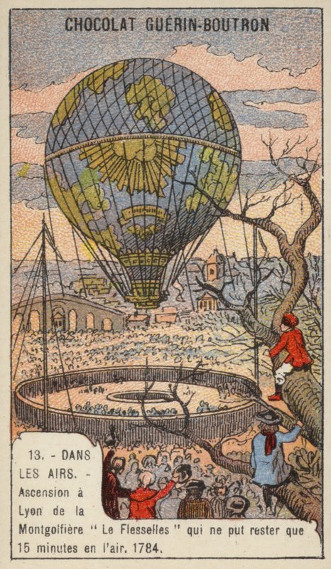 Bestigning av ballongen Le Flesselles, Lyon, Frankrike av French School