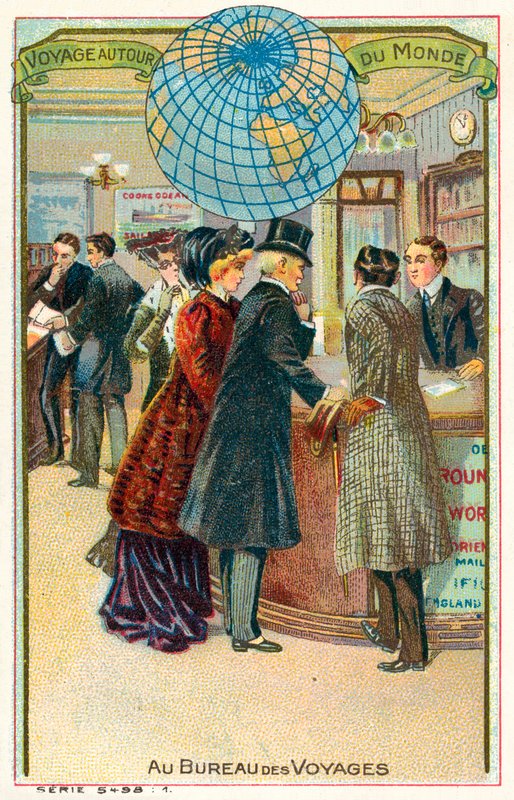 Hos resebyrån (chromolitho) av French School