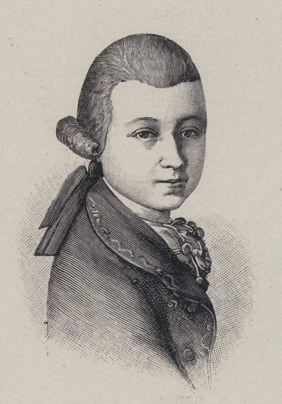Den österrikiske kompositören Wolfgang Amadeus Mozart vid fjorton års ålder av French School