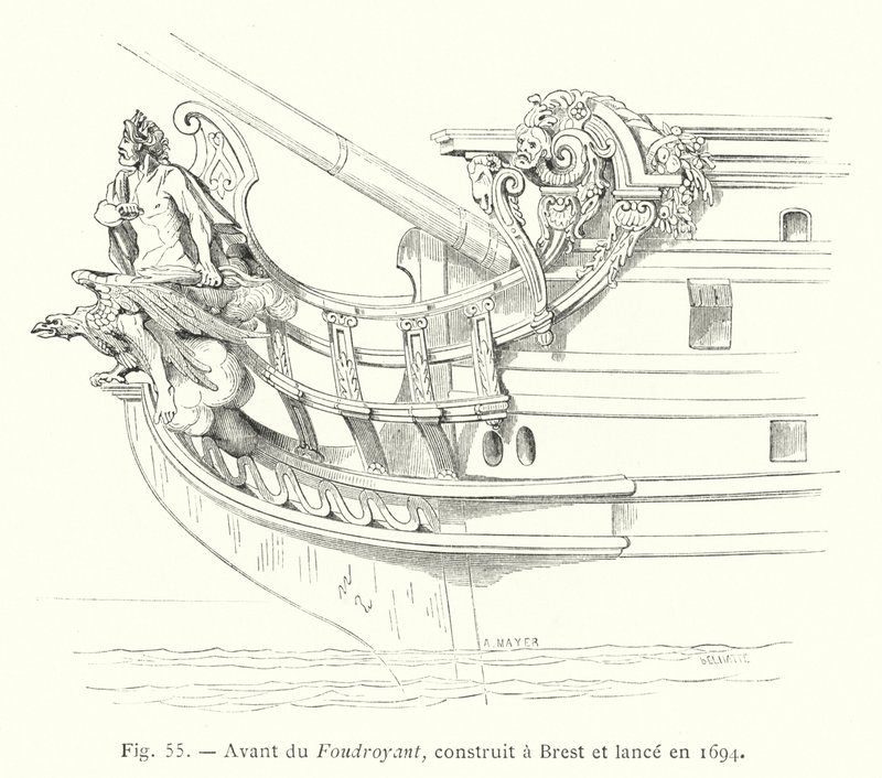 Avant du Foudroyant, byggd i Brest och lanserad 1694 (gravyr) av French School