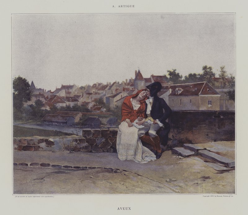 Bekännelser (färg litho) av French School