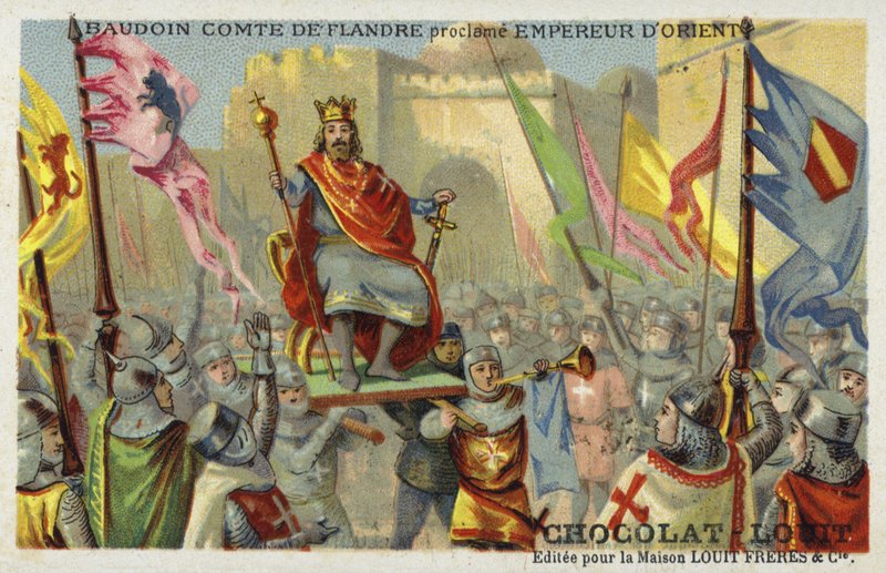 Baldwin IX, greve av Flandern, utropad till kejsare av Konstantinopel, 1204 av French School