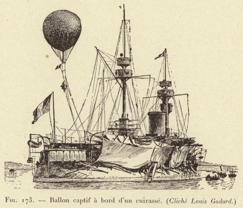 Ballong i fångenskap ombord på en kurass av French School