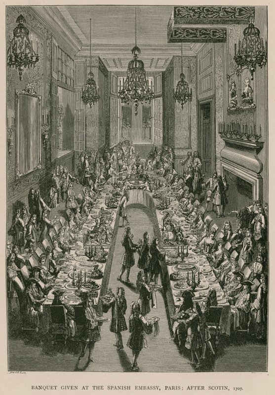 Bankett ges på spanska ambassaden, Paris; efter Scotin, 1707 av French School