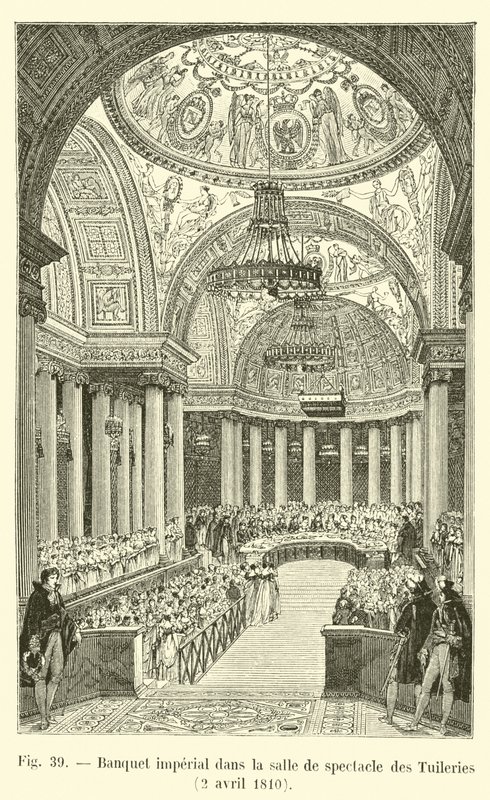 Kejserlig bankett i teatern i Tuilerierna, 2 april 1810 av French School