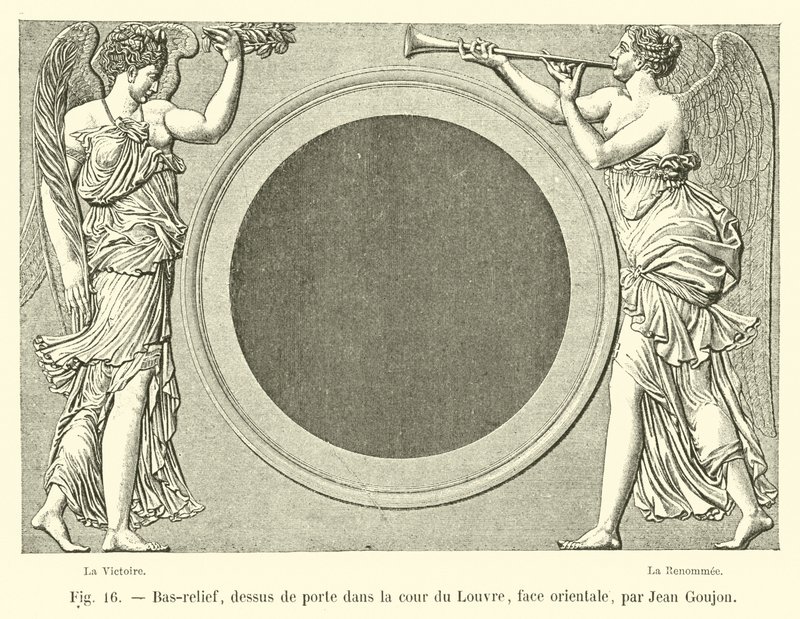 Basrelief, ovanför dörren på Louvrens innergård, östersida, av Jean Goujon av French School
