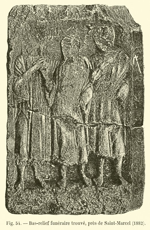 Begravningsbasrelief hittades, nära Saint-Marcel, 1882 av French School
