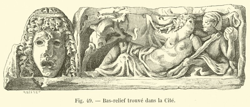 Basrelief hittad i staden av French School