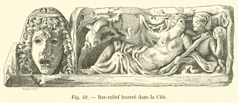 Basrelief hittad i staden av French School