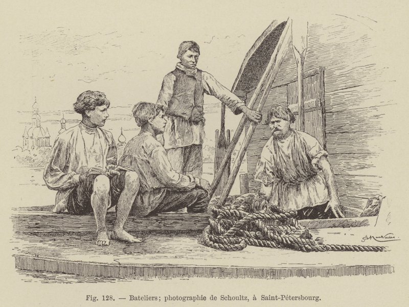 Bateliers (gravyr) av French School