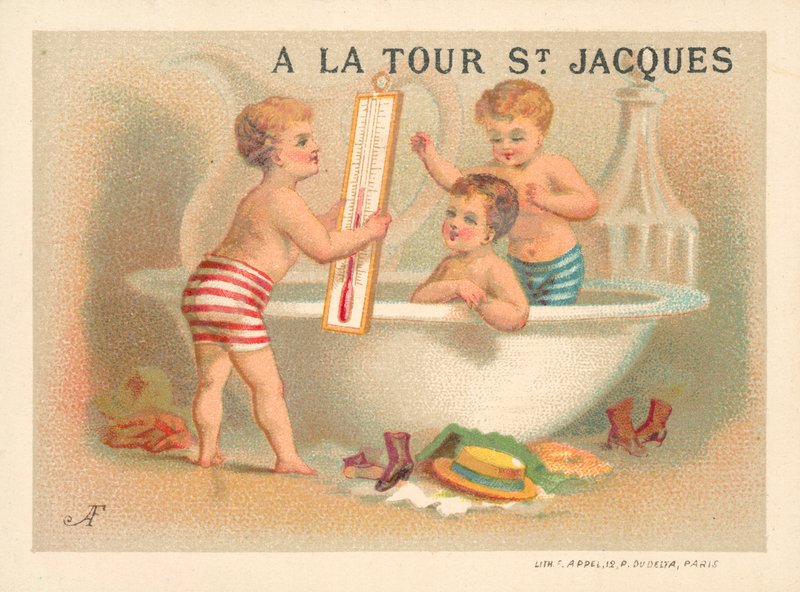Badtid (chromolitho) av French School