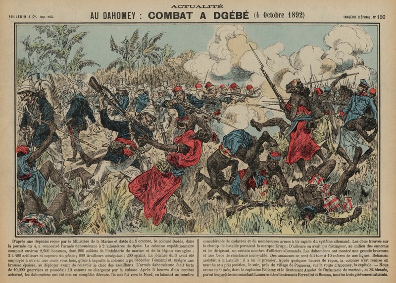 Slaget vid Dgebe, Dahomey, andra fransk-dahomeanska kriget, 4 oktober 1892 av French School