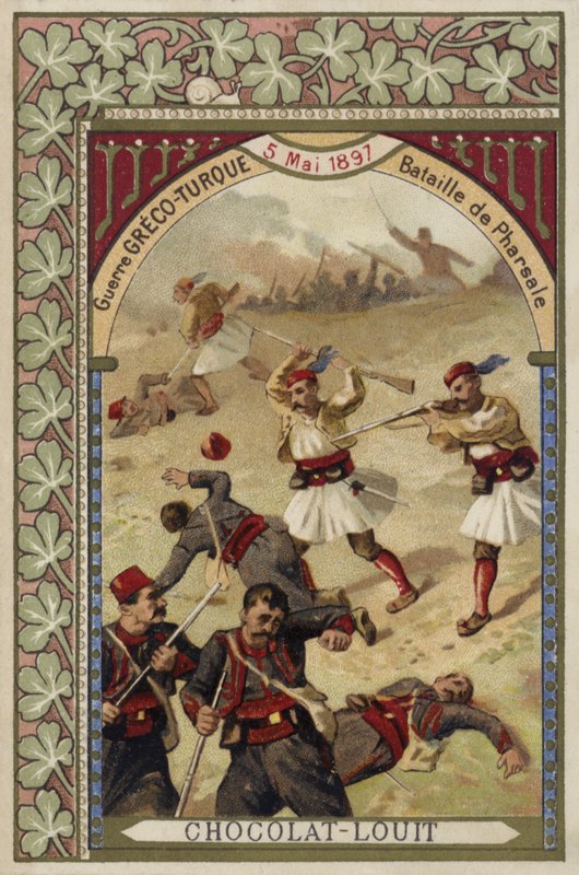 Slaget vid Farsala, grekisk-turkiska kriget, 5 maj 1897 av French School