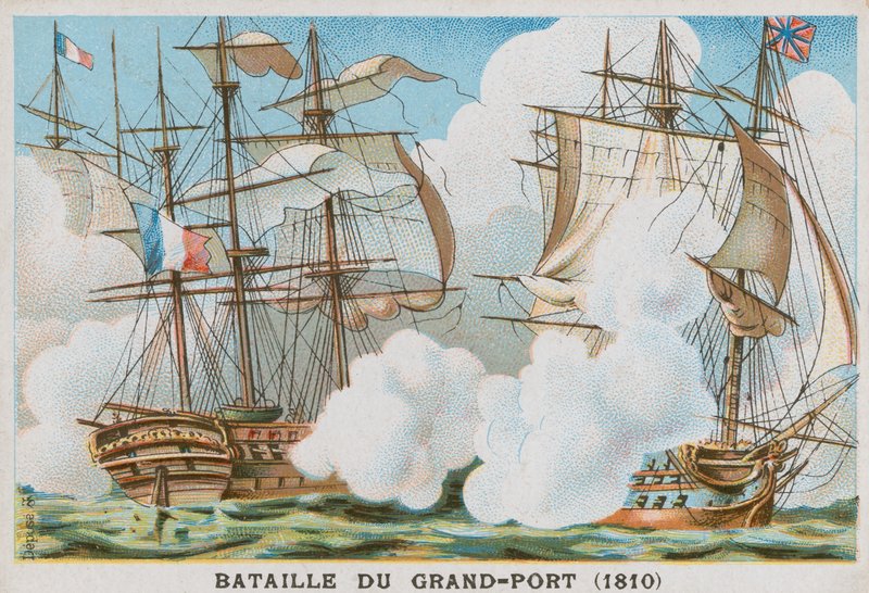 Slaget vid Grand Port, 1810 av French School